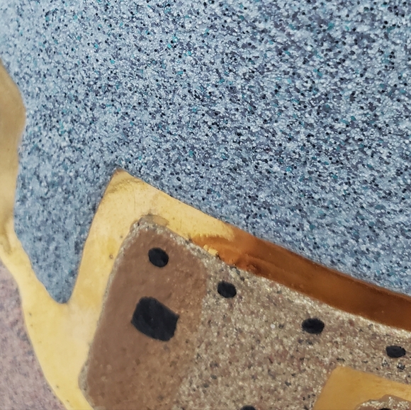 Southwestern Sand Pottery Art Vase Pueblo 14 Karat Gold Accents Village Scenery - Picture 3 of 13